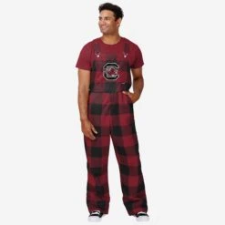 FOCO South Carolina Gamecocks Mens Plaid Bib Overalls