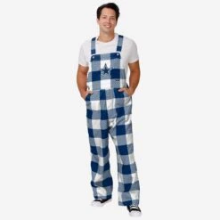FOCO Dallas Cowboys Mens Plaid Bib Overalls