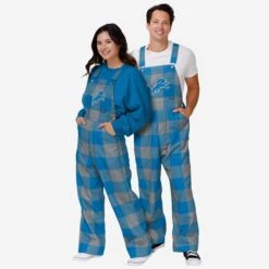 FOCO Detroit Lions Mens Plaid Bib Overalls -Fashion General Store PNTNFBFPDOADL g3