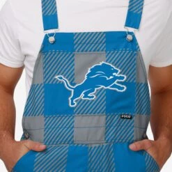 FOCO Detroit Lions Mens Plaid Bib Overalls -Fashion General Store PNTNFBFPDOADL g4