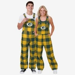 FOCO Green Bay Packers Mens Plaid Bib Overalls -Fashion General Store PNTNFBFPDOAGP g3
