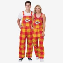 FOCO Kansas City Chiefs Mens Plaid Bib Overalls -Fashion General Store PNTNFBFPDOAKC g3