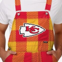 FOCO Kansas City Chiefs Mens Plaid Bib Overalls -Fashion General Store PNTNFBFPDOAKC g4