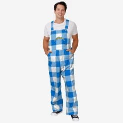 FOCO Los Angeles Chargers Mens Plaid Bib Overalls