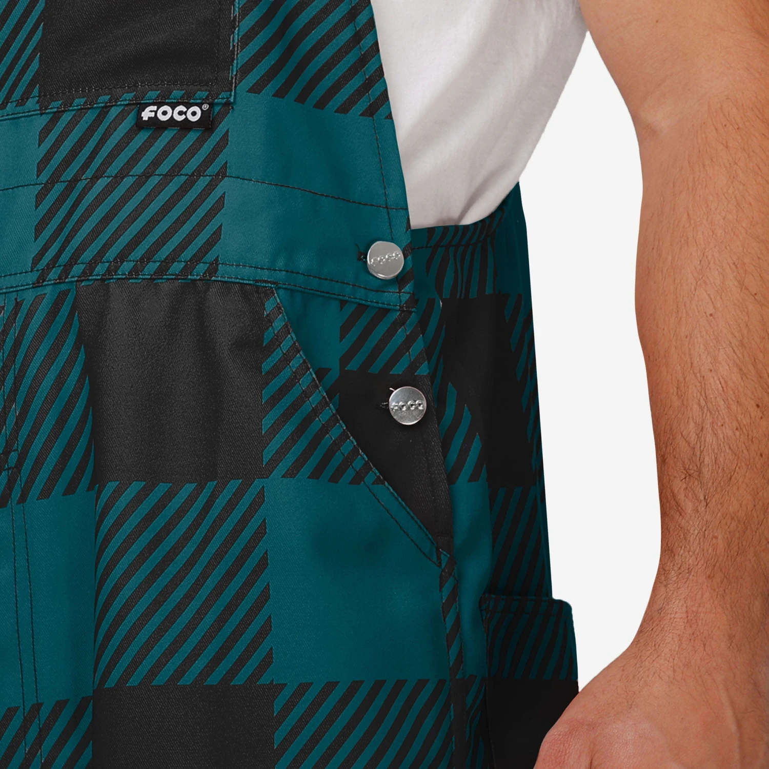 FOCO Philadelphia Eagles Mens Plaid Bib Overalls 5 FOCO Philadelphia Eagles Mens Plaid Bib Overalls - Image 5