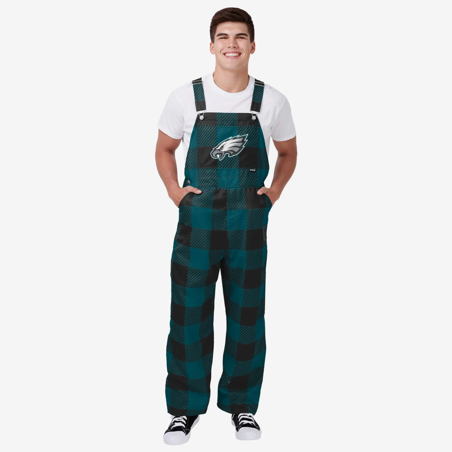 FOCO Philadelphia Eagles Mens Plaid Bib Overalls 1 FOCO Philadelphia Eagles Mens Plaid Bib Overalls
