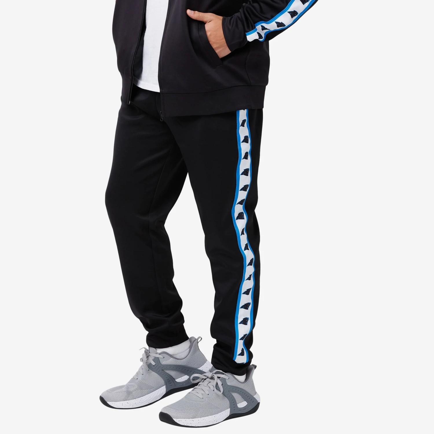FOCO Carolina Panthers Stripe Logo Track Pants 1 FOCO Carolina Panthers Stripe Logo Track Pants