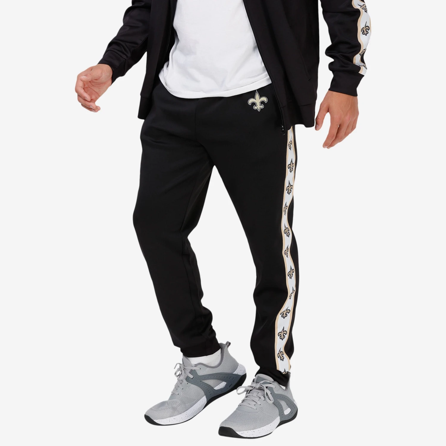 FOCO New Orleans Saints Stripe Logo Track Pants 1 FOCO New Orleans Saints Stripe Logo Track Pants