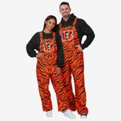 FOCO Cincinnati Bengals Mens Tiger Stripe Thematic Bib Overalls -Fashion General Store PNTNFTHOACIB g3