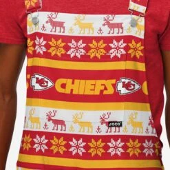 FOCO Kansas City Chiefs Mens Ugly Home Gating Bib Overalls -Fashion General Store PNTNFUGYHMOAKC g4