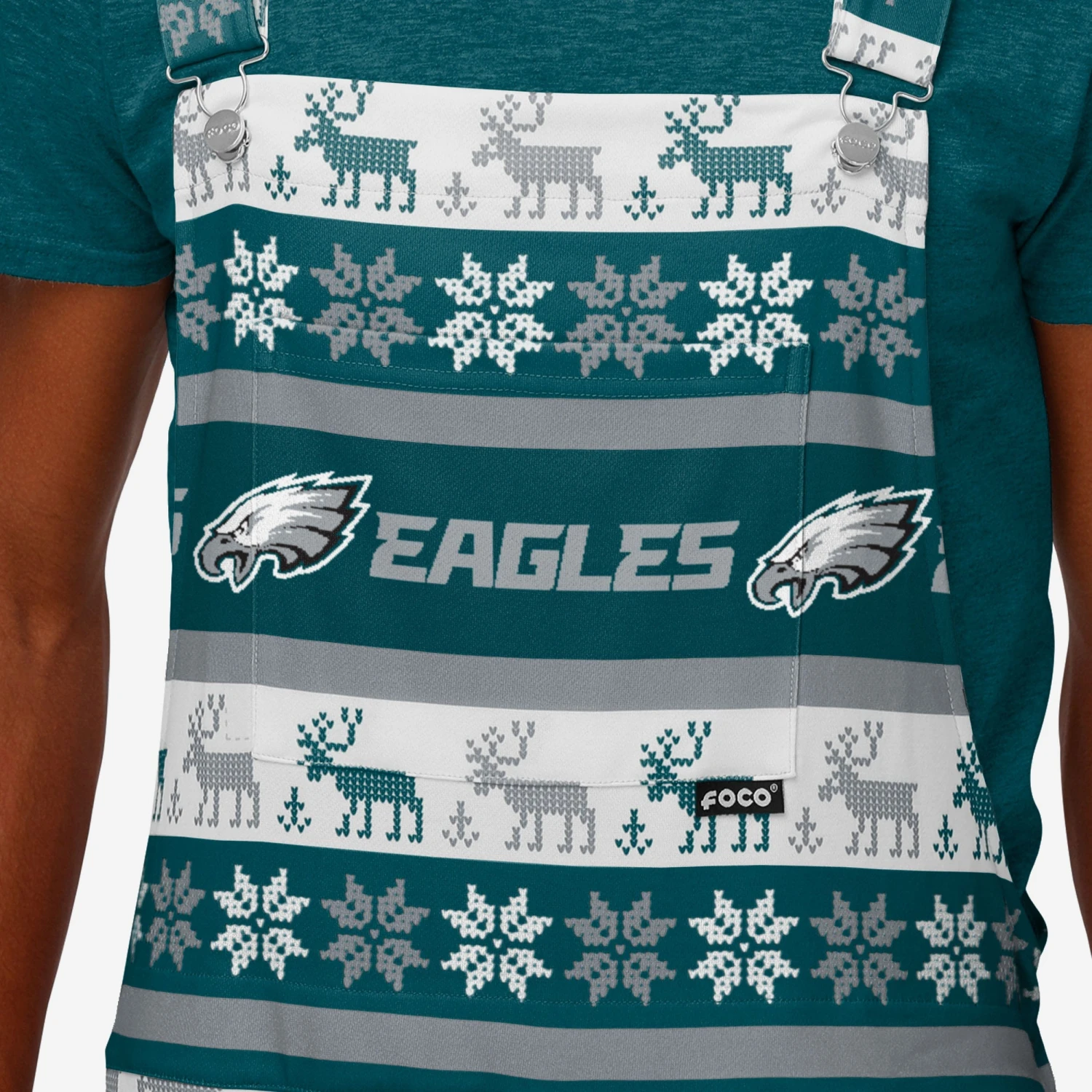 FOCO Philadelphia Eagles Mens Ugly Home Gating Bib Overalls 4 FOCO Philadelphia Eagles Mens Ugly Home Gating Bib Overalls - Image 4