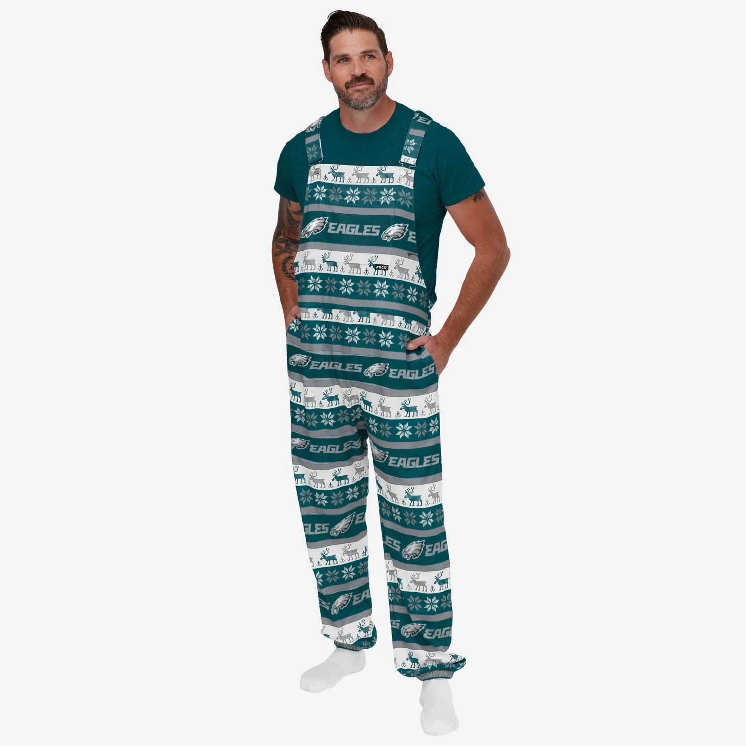 FOCO Philadelphia Eagles Mens Ugly Home Gating Bib Overalls 1 FOCO Philadelphia Eagles Mens Ugly Home Gating Bib Overalls