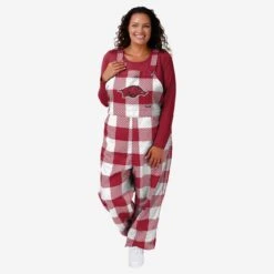 FOCO Arkansas Razorbacks Womens Plaid Bib Overalls