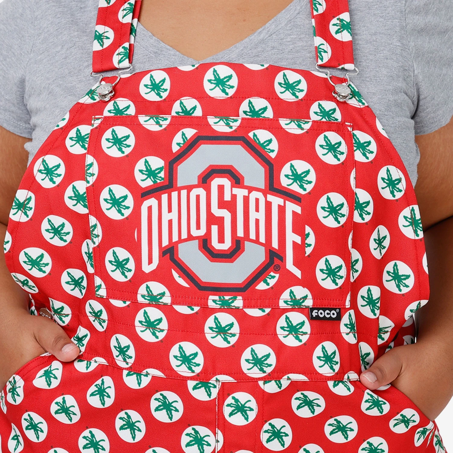 FOCO Ohio State Buckeyes Womens Leaf Thematic Bib Overalls 4 FOCO Ohio State Buckeyes Womens Leaf Thematic Bib Overalls - Image 4