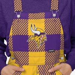 FOCO Minnesota Vikings Womens Plaid Bib Overalls -Fashion General Store PNTWMNFBFPDOAMV g4