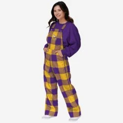 FOCO Minnesota Vikings Womens Plaid Bib Overalls