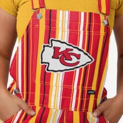 FOCO Kansas City Chiefs Womens Hyper Stripe Bib Overalls -Fashion General Store PNTWMNFHYSTOAKC g4