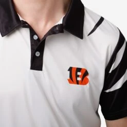 FOCO Cincinnati Bengals White Stripe Polyester Polo -Fashion General Store POLSNFPLYWSTPCIB g3