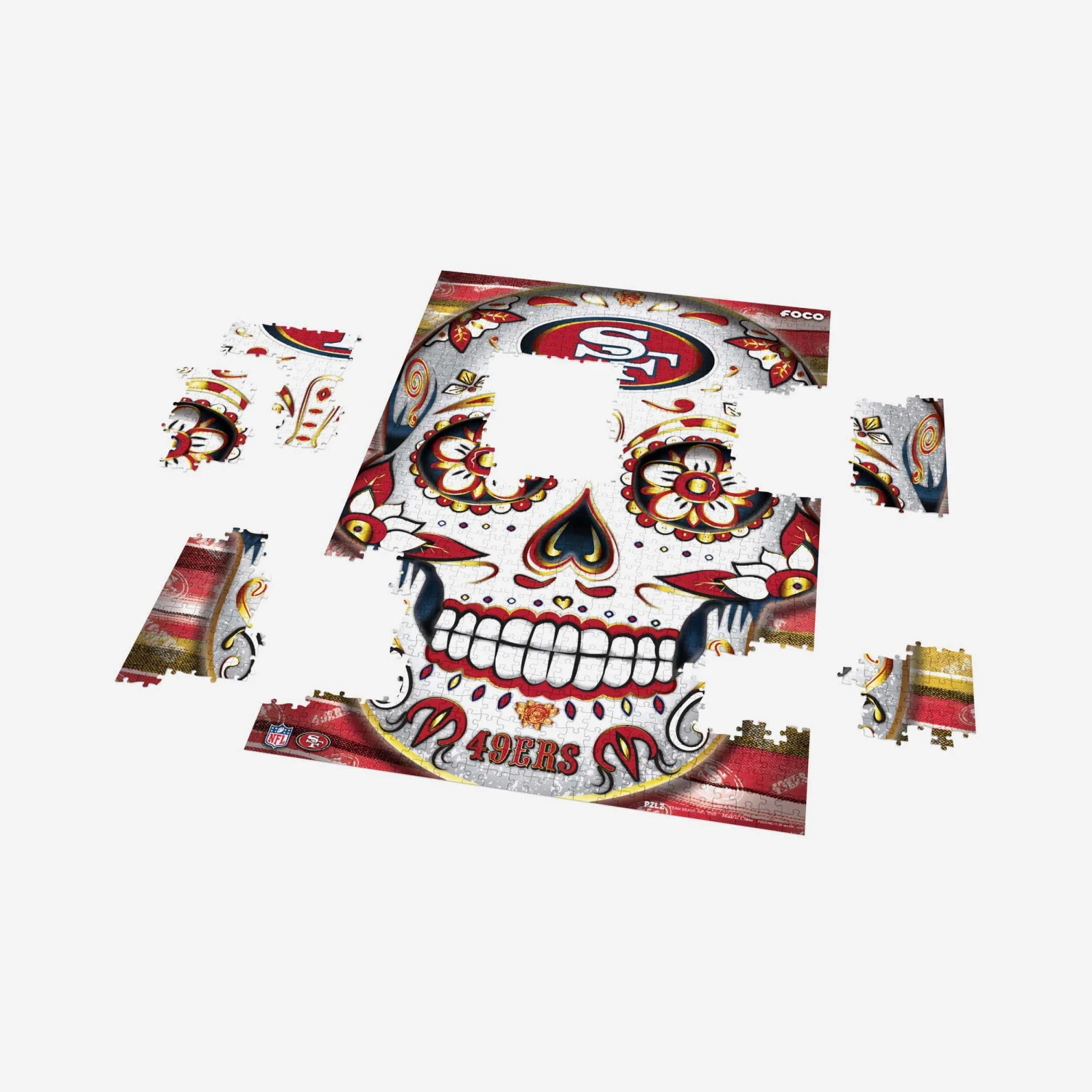 FOCO San Francisco 49ers Sugar Skull 1000 Piece Jigsaw Puzzle PZLZ 3 FOCO San Francisco 49ers Sugar Skull 1000 Piece Jigsaw Puzzle PZLZ - Image 3