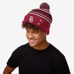 FOCO Oklahoma Sooners Horizontal Stripe Light Up Beanie -Fashion General Store SKNCHRZSTLUOK g3