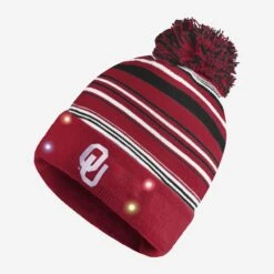 FOCO Oklahoma Sooners Horizontal Stripe Light Up Beanie