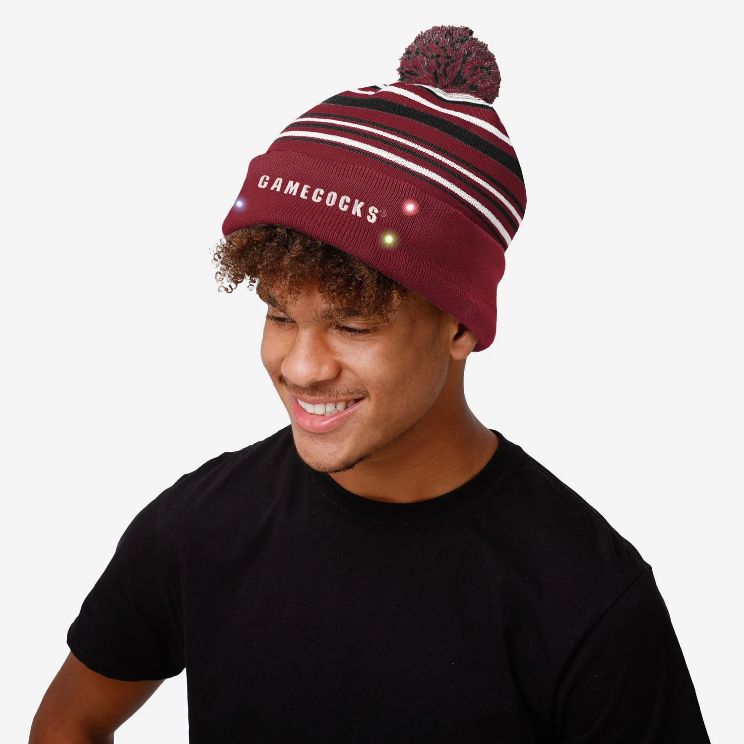 FOCO South Carolina Gamecocks Horizontal Stripe Light Up Beanie 3 FOCO South Carolina Gamecocks Horizontal Stripe Light Up Beanie - Image 3