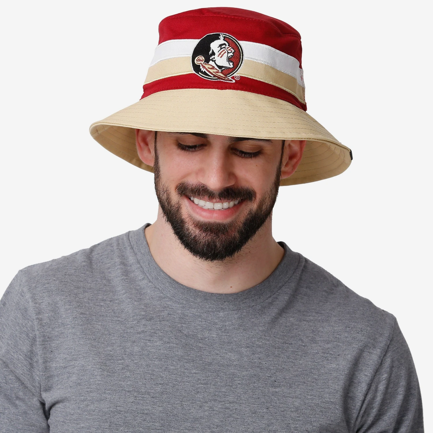 FOCO Florida State Seminoles Team Stripe Bucket Hat 2 FOCO Florida State Seminoles Team Stripe Bucket Hat - Image 2