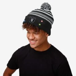 FOCO Las Vegas Raiders Horizontal Stripe Light Up Beanie -Fashion General Store SKNFHRZSTLUOR g3