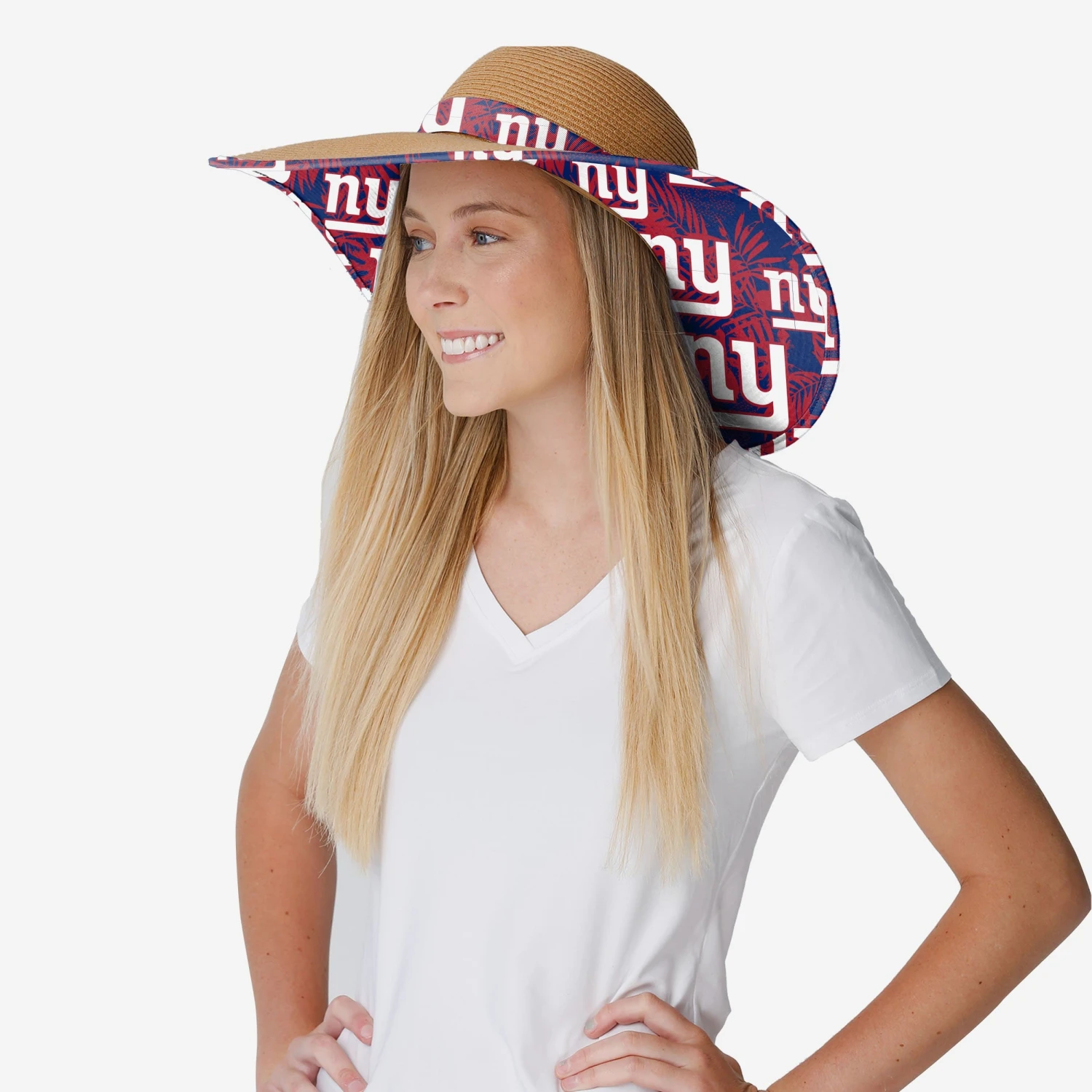 FOCO New York Giants Womens Floral Straw Hat 3 FOCO New York Giants Womens Floral Straw Hat - Image 3