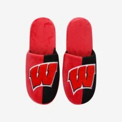 FOCO Wisconsin Badgers Team Logo Staycation Slipper -Fashion General Store SLPNCTLSYWI g4