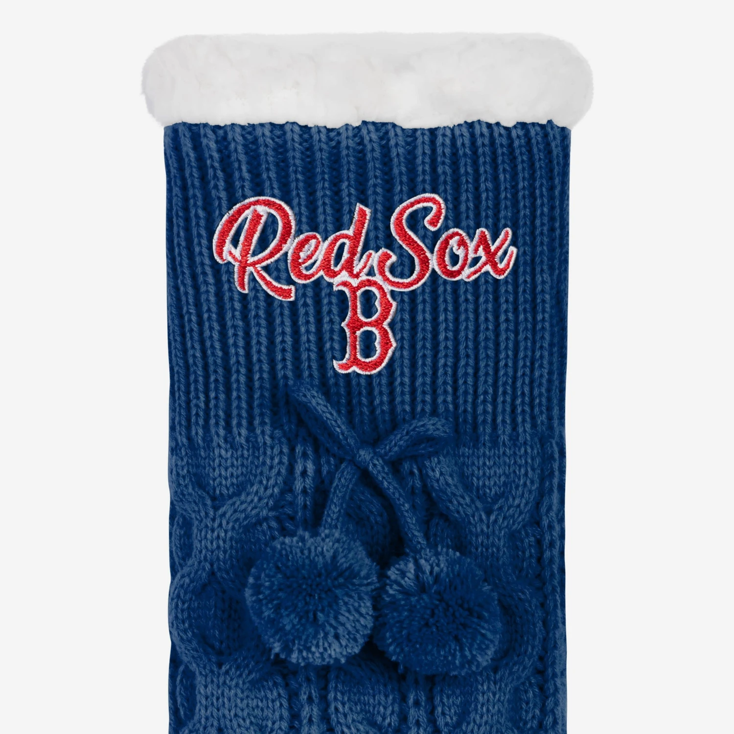 FOCO Boston Red Sox Womens Cable Knit Footy Slipper Socks 3 FOCO Boston Red Sox Womens Cable Knit Footy Slipper Socks - Image 3