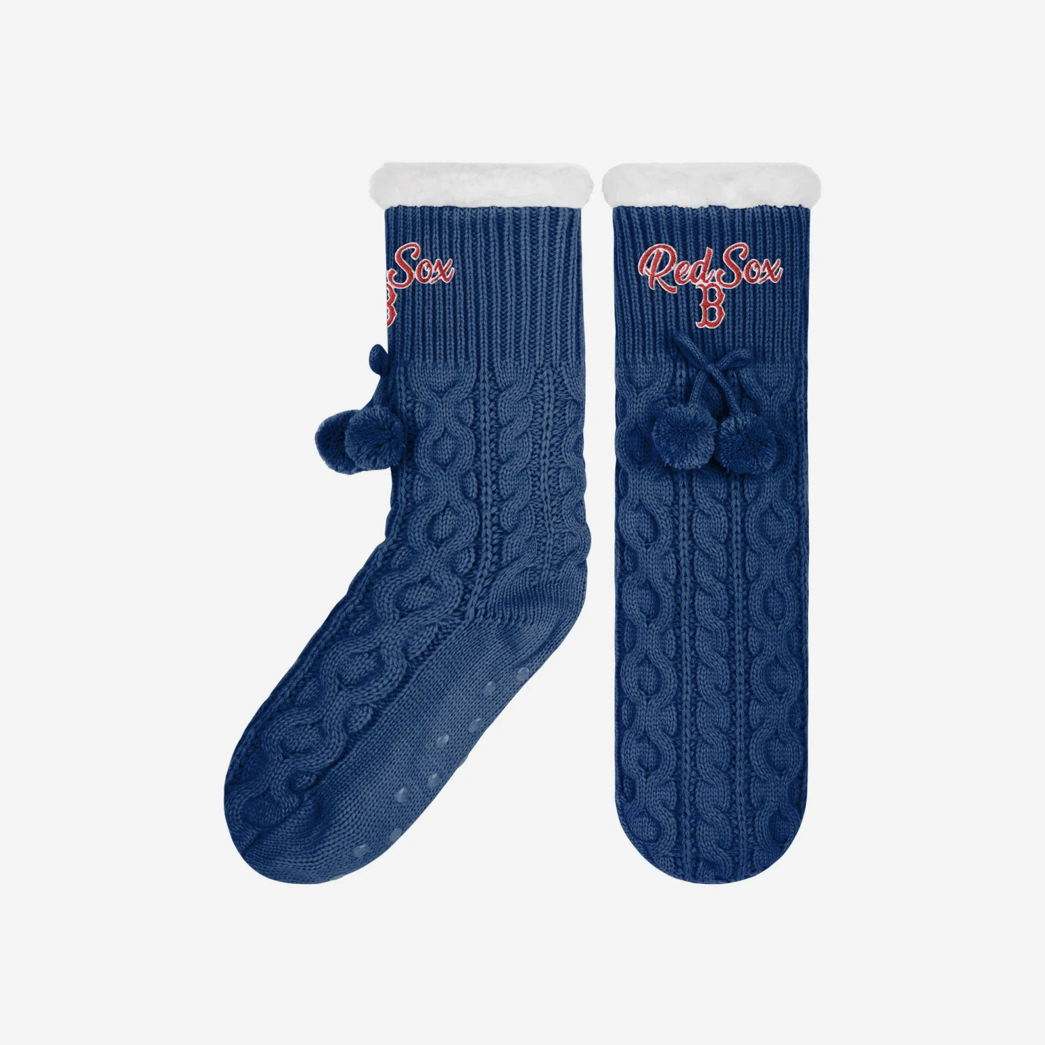 FOCO Boston Red Sox Womens Cable Knit Footy Slipper Socks 1 FOCO Boston Red Sox Womens Cable Knit Footy Slipper Socks