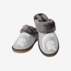 FOCO Michigan State Spartans Womens Glitter Open Back Fur Moccasin Slipper -Fashion General Store SLPWMNCOBGFMIS g3