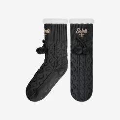 FOCO New Orleans Saints Womens Cable Knit Footy Slipper Socks
