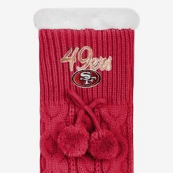 FOCO San Francisco 49ers Womens Cable Knit Footy Slipper Socks -Fashion General Store SLPWMNFCBLFTSF g3