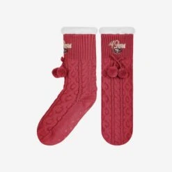 FOCO San Francisco 49ers Womens Cable Knit Footy Slipper Socks