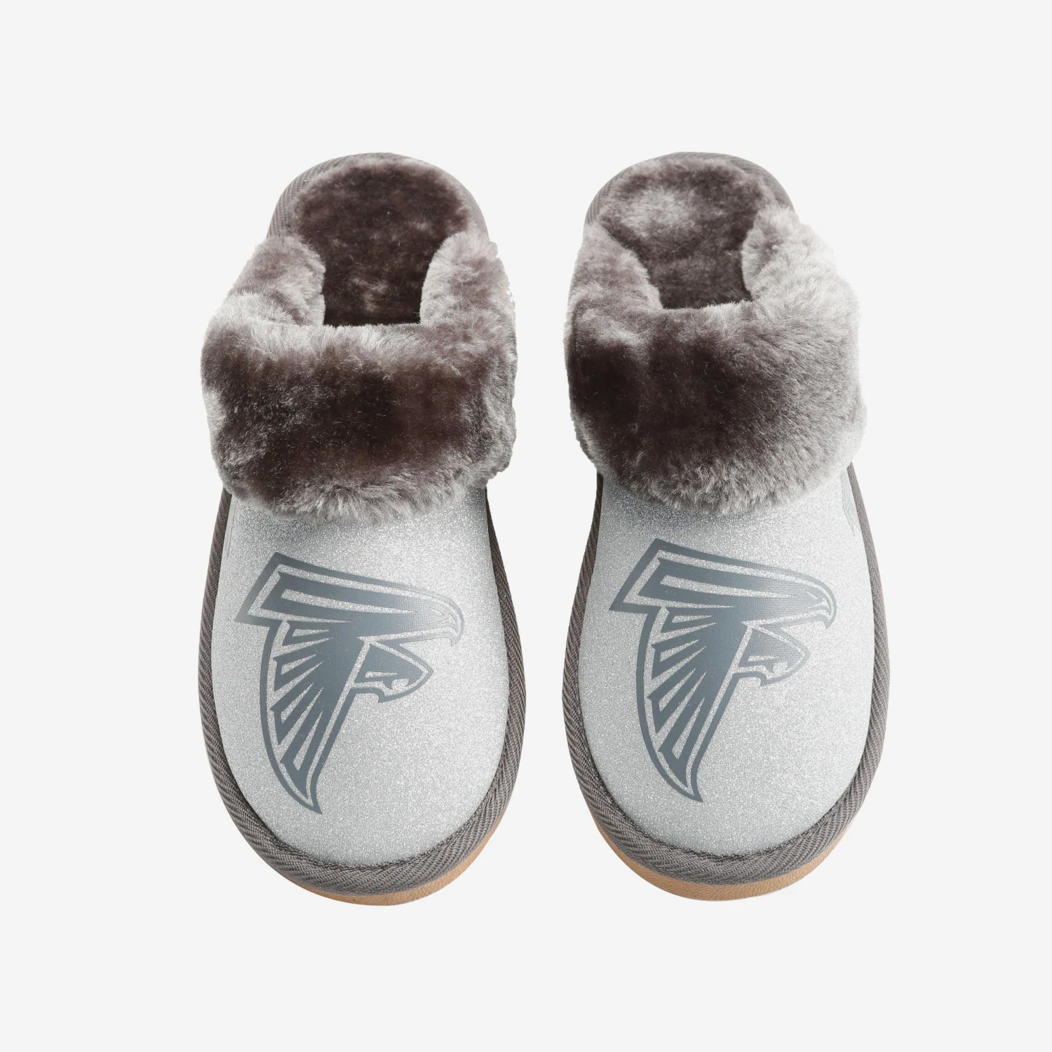 FOCO Atlanta Falcons Womens Glitter Open Back Fur Moccasin Slipper 2 FOCO Atlanta Falcons Womens Glitter Open Back Fur Moccasin Slipper - Image 2