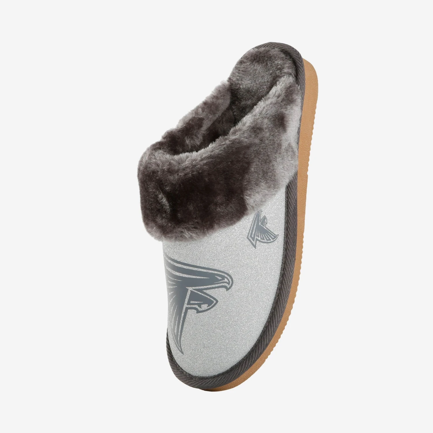 FOCO Atlanta Falcons Womens Glitter Open Back Fur Moccasin Slipper 3 FOCO Atlanta Falcons Womens Glitter Open Back Fur Moccasin Slipper - Image 3