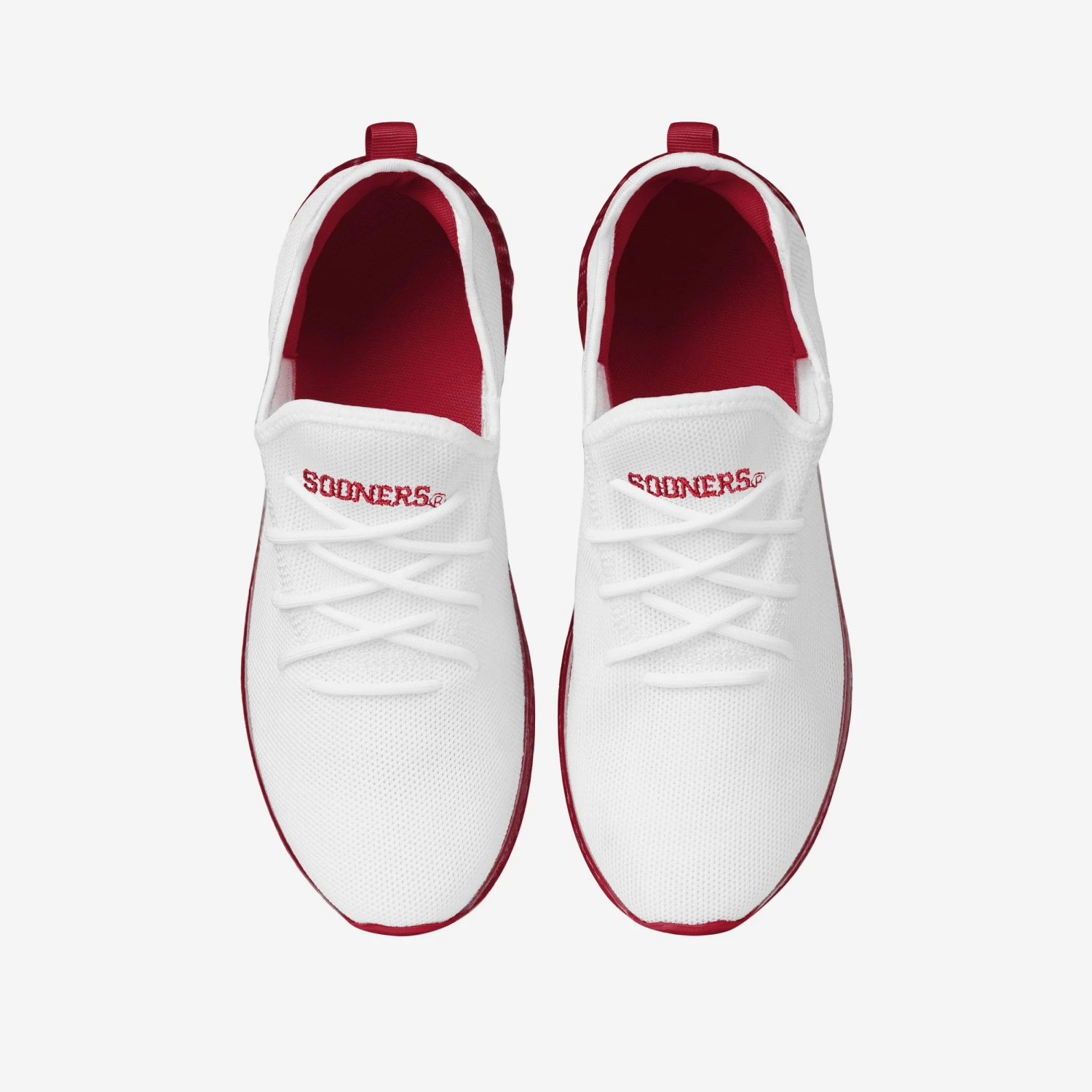 FOCO Oklahoma Sooners Gradient Midsole White Sneakers 4 FOCO Oklahoma Sooners Gradient Midsole White Sneakers - Image 4