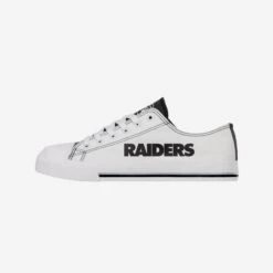 FOCO Las Vegas Raiders Low Top White Canvas Shoe