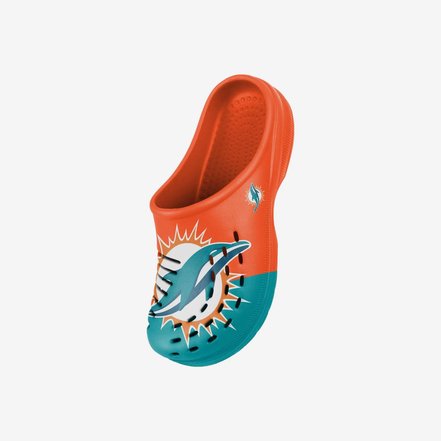 FOCO Miami Dolphins Youth Colorblock Big Logo Clog 2 FOCO Miami Dolphins Youth Colorblock Big Logo Clog - Image 2