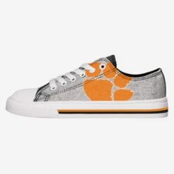FOCO Clemson Tigers Womens Glitter Low Top Canvas Shoe