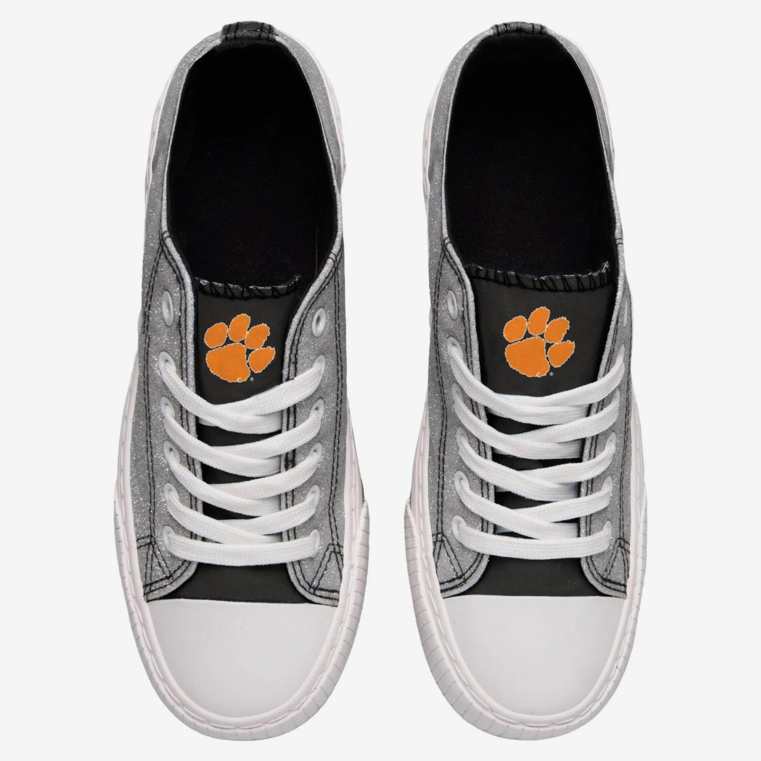 FOCO Clemson Tigers Womens Glitter Low Top Canvas Shoe 2 FOCO Clemson Tigers Womens Glitter Low Top Canvas Shoe - Image 2