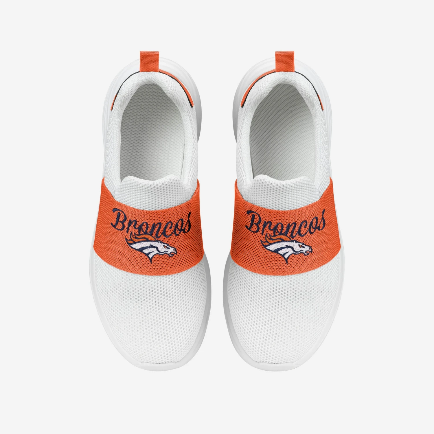 FOCO Denver Broncos Womens Script Wordmark White Slip On Sneakers 4 FOCO Denver Broncos Womens Script Wordmark White Slip On Sneakers - Image 4