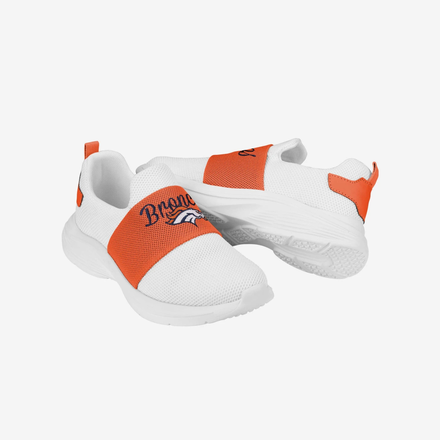 FOCO Denver Broncos Womens Script Wordmark White Slip On Sneakers 5 FOCO Denver Broncos Womens Script Wordmark White Slip On Sneakers - Image 5