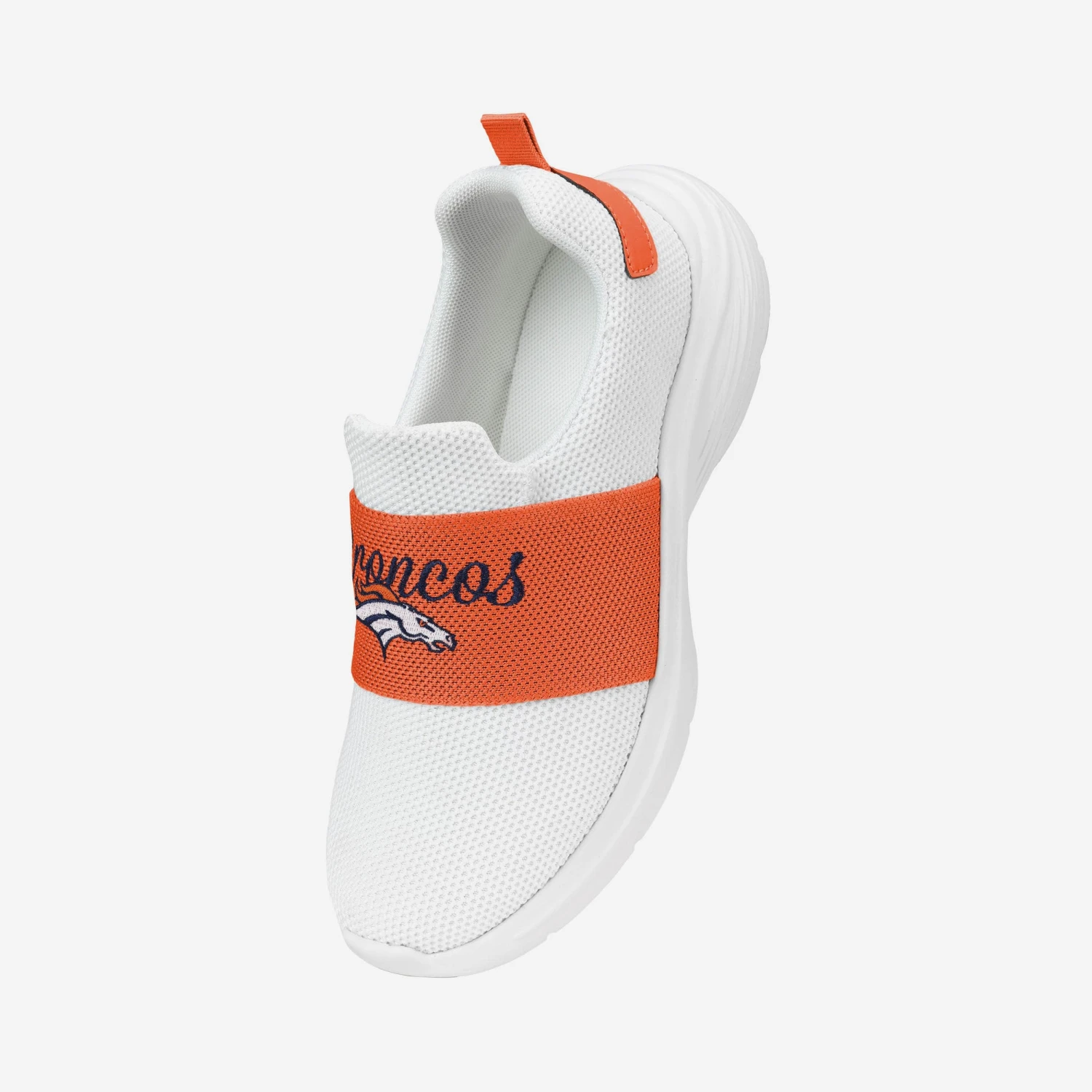 FOCO Denver Broncos Womens Script Wordmark White Slip On Sneakers 2 FOCO Denver Broncos Womens Script Wordmark White Slip On Sneakers - Image 2