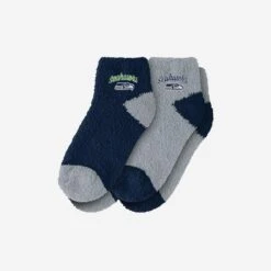 FOCO Seattle Seahawks 2 Pack Womens Script Logo Fuzzy Ankle Socks