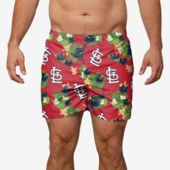 FOCO St Louis Cardinals Floral Swimming Trunks