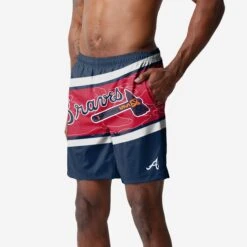 FOCO Atlanta Braves Big Wordmark Swimming Trunks