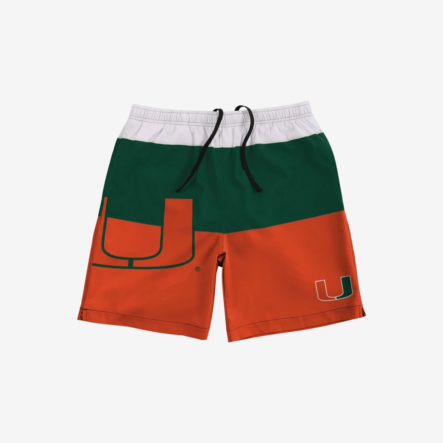 FOCO Miami Hurricanes 3 Stripe Big Logo Swimming Trunks 3 FOCO Miami Hurricanes 3 Stripe Big Logo Swimming Trunks - Image 3